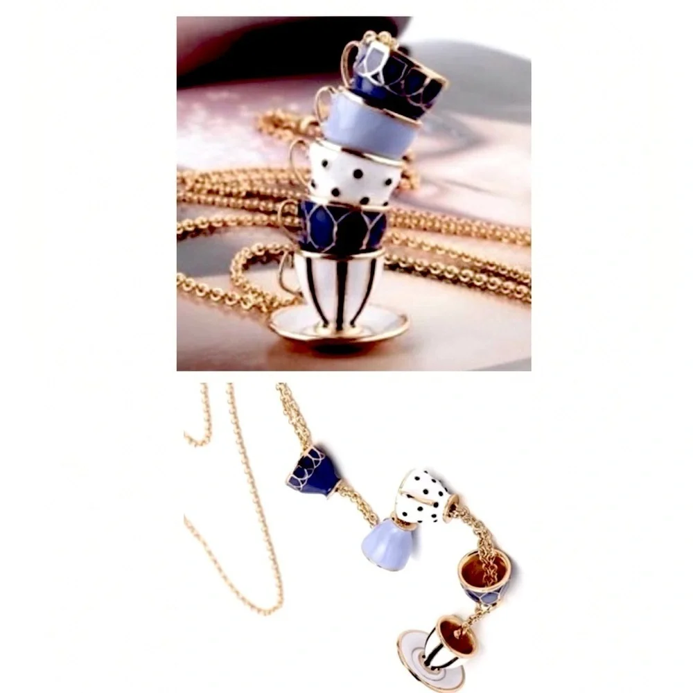 Kate Spade Authentic Tea Time Stacked Cups Necklace